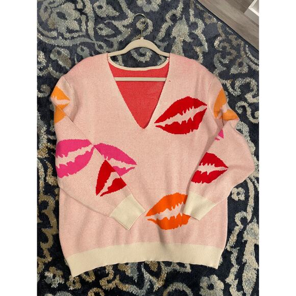 Boutique Sweaters - Women's Pink Lipstick Sweater